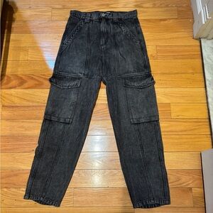 Isabel Marant Gray Straight-Leg High Waist Baggy Cargo Jeans SIZE 38IT 31US M